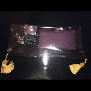 XL Transparent Clutch and gold tassels
